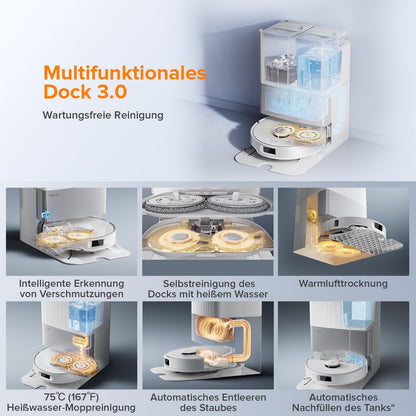 roborock Qrevo Edge 2 Set Saugroboter mit Wischfunktion&Hebarem Wischmopp, 25.000 Pa, Anti-Tangle, ultraflach 7,98 cm, 80 °C Heißwasser-Moppwäsche, FlexiArm-Technologie, AI-Hinderniserkennung(Schwarz)