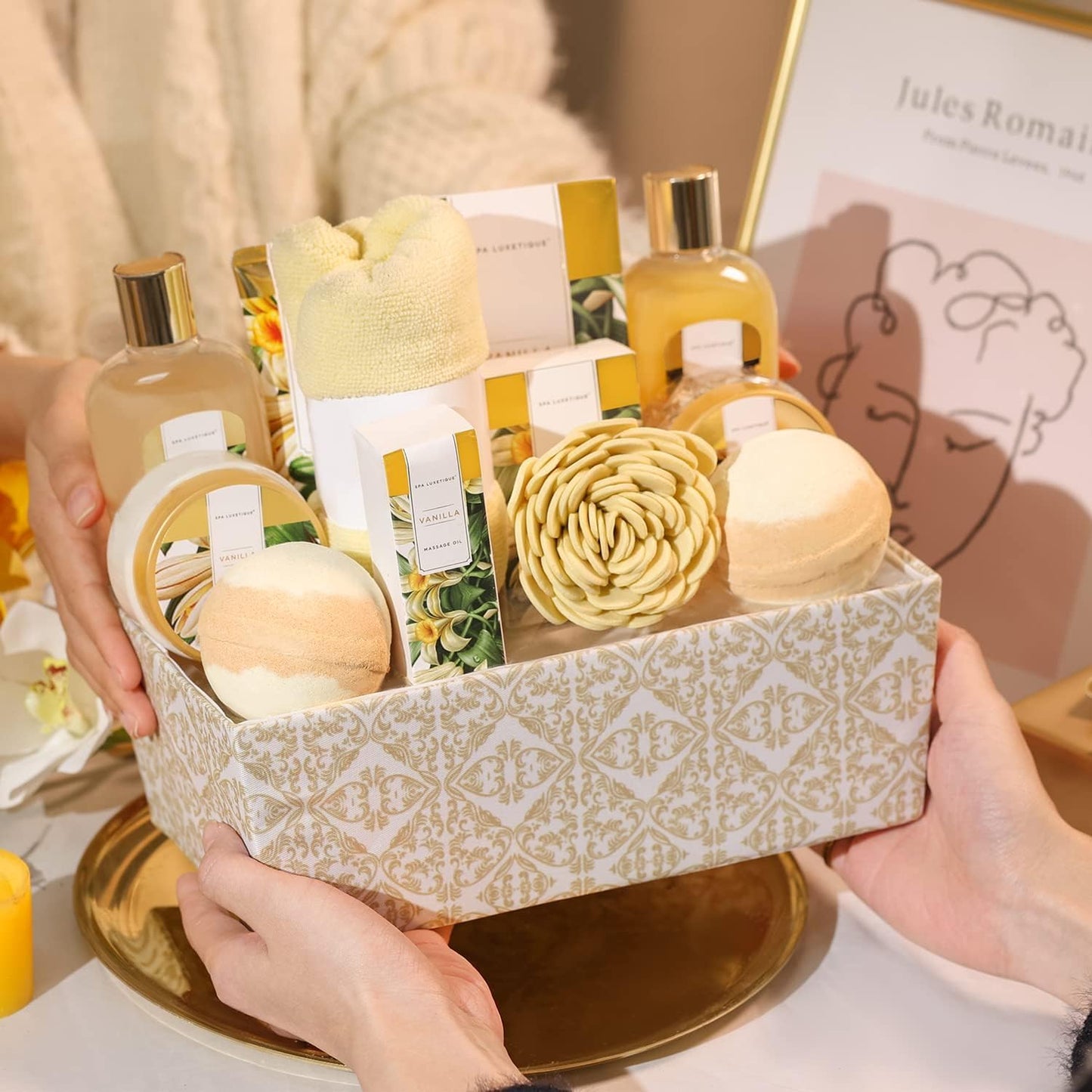 SPA LUXETIQUE Damen Bade Geschenkset - Beauty Set für Sie 12tlg Geburtstagsgeschenk, Gänseblümchenduft Spa Set, Wellness Set für Frauen, Muttertaggeschenke, Valentinstag Geschenk für Sie