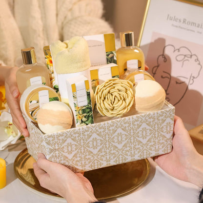 SPA LUXETIQUE Damen Bade Geschenkset - Beauty Set für Sie 12tlg Geburtstagsgeschenk, Gänseblümchenduft Spa Set, Wellness Set für Frauen, Muttertaggeschenke, Valentinstag Geschenk für Sie