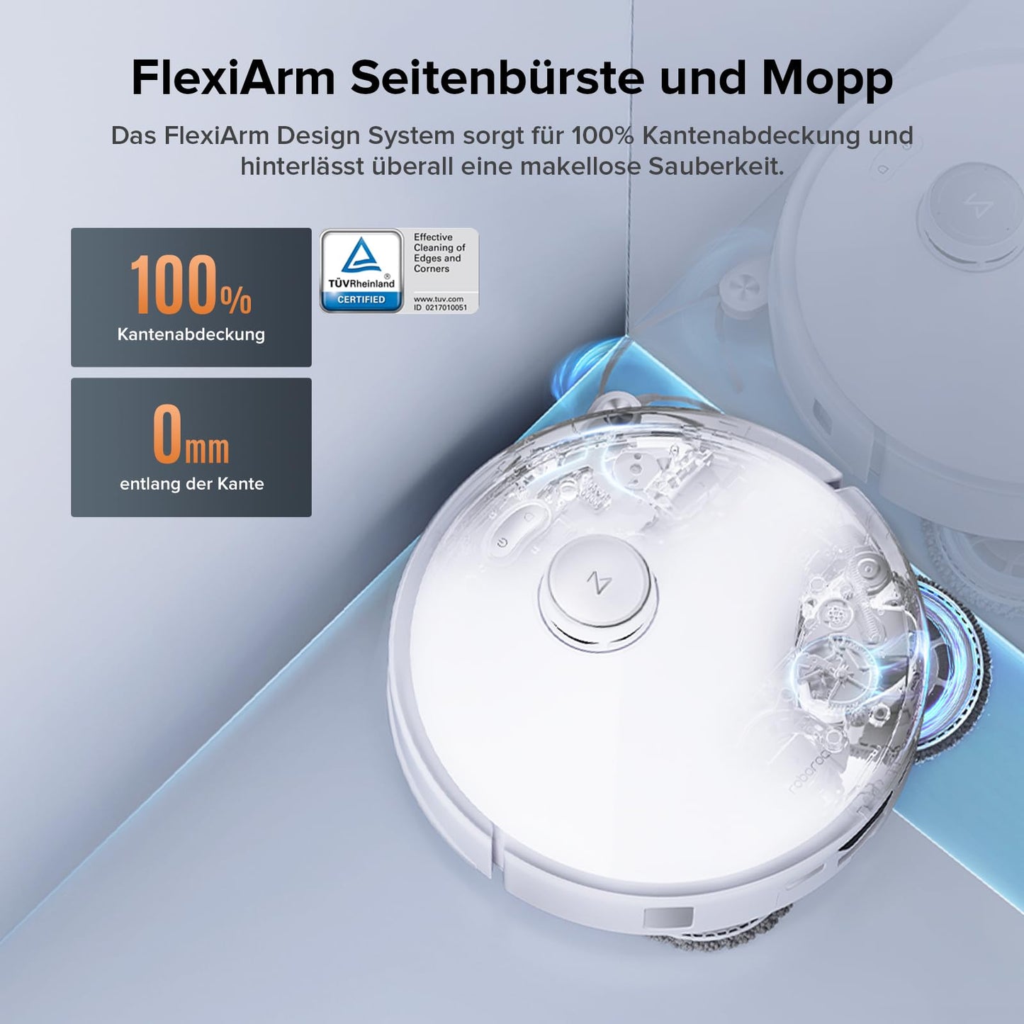 roborock Qrevo Edge 2 Set Saugroboter mit Wischfunktion&Hebarem Wischmopp, 25.000 Pa, Anti-Tangle, ultraflach 7,98 cm, 80 °C Heißwasser-Moppwäsche, FlexiArm-Technologie, AI-Hinderniserkennung(Schwarz)