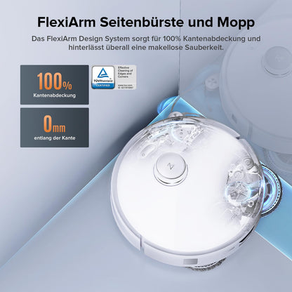 roborock Qrevo Edge 2 Set Saugroboter mit Wischfunktion&Hebarem Wischmopp, 25.000 Pa, Anti-Tangle, ultraflach 7,98 cm, 80 °C Heißwasser-Moppwäsche, FlexiArm-Technologie, AI-Hinderniserkennung(Schwarz)