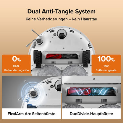 roborock Qrevo Edge 2 Set Saugroboter mit Wischfunktion&Hebarem Wischmopp, 25.000 Pa, Anti-Tangle, ultraflach 7,98 cm, 80 °C Heißwasser-Moppwäsche, FlexiArm-Technologie, AI-Hinderniserkennung(Schwarz)