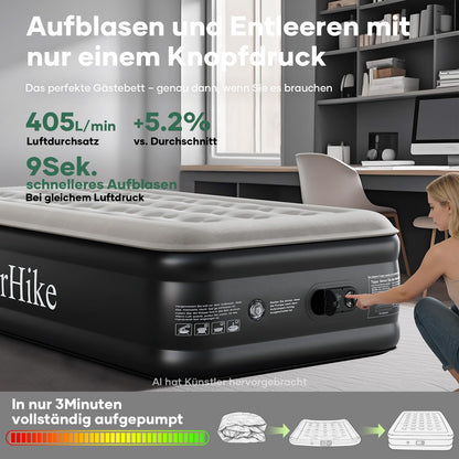OlarHike Luftmatratze Selbstaufblasend, Luftbett 2 Personen, Gästebett, Luftmatratze 140x200, 1er Pack, aufblasbar für Camping, Zelt, Sofa und Heimgebrauch - 140 x 200 x 46 cm