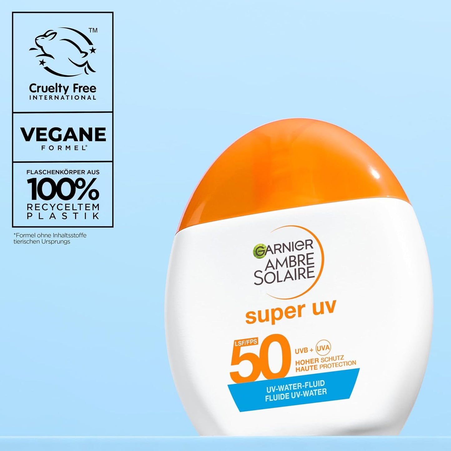 Garnier Ambre Solaire Sensitive Expert + Hydrating UV Water Sonnenschutzspray LSF 50 – Sonnen-Spray für Körper, Gesicht, Kopfhaut & Haare – Wasserfest, sandresistent & nicht fettend – 150ml