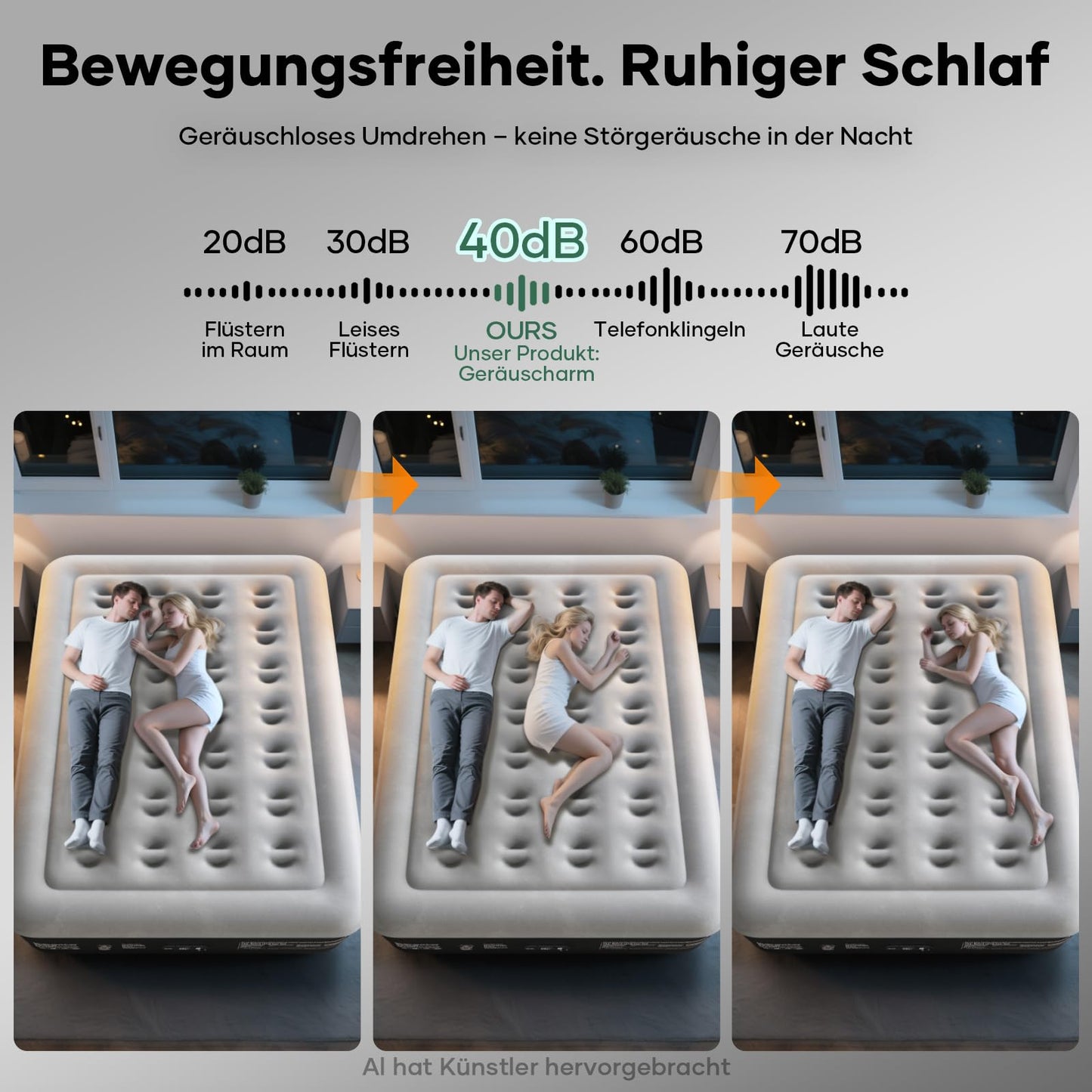 OlarHike Luftmatratze Selbstaufblasend, Luftbett 2 Personen, Gästebett, Luftmatratze 140x200, 1er Pack, aufblasbar für Camping, Zelt, Sofa und Heimgebrauch - 140 x 200 x 46 cm