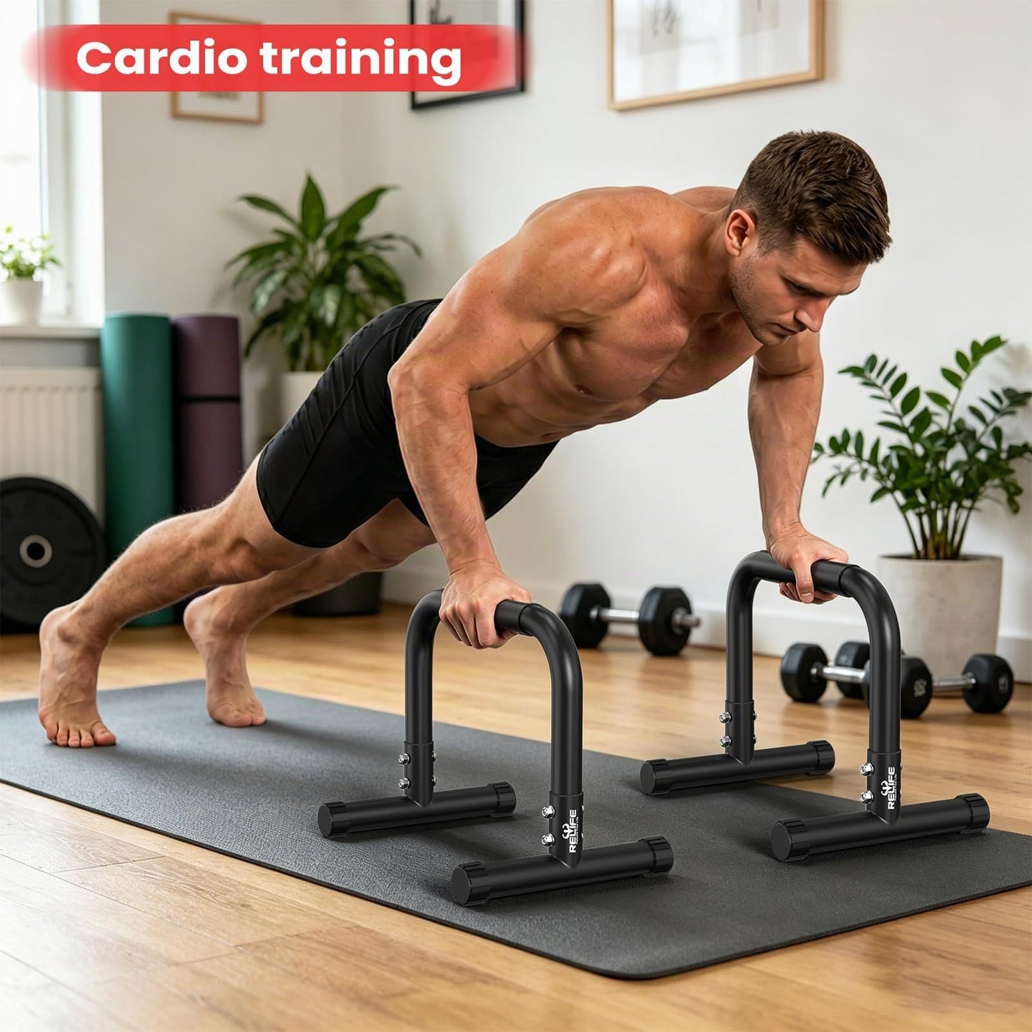 RELIFE REBUILD YOUR LIFE Dip Station Dip Bar Barren Parallettes Push Up Dip-Ständer Einstellbar Einstellbare Höhe Fitness Turnhalle Ausüben Calisthenics Equipment