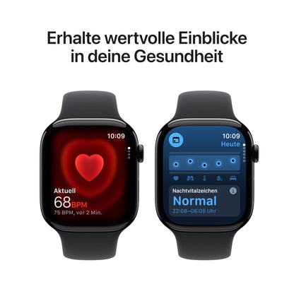 Apple Watch Series 11 GPS 42 mm Smartwatch mit Aluminiumgehäuse in Roségold und Sportarmband in Blassrosa (M/L). Schlafindex, Fitnesstracker, Gesundheitstracking, Always-On Display, Wasserschutz