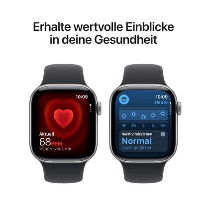 Apple Watch Series 11 GPS 42 mm Smartwatch mit Aluminiumgehäuse in Roségold und Sportarmband in Blassrosa (M/L). Schlafindex, Fitnesstracker, Gesundheitstracking, Always-On Display, Wasserschutz