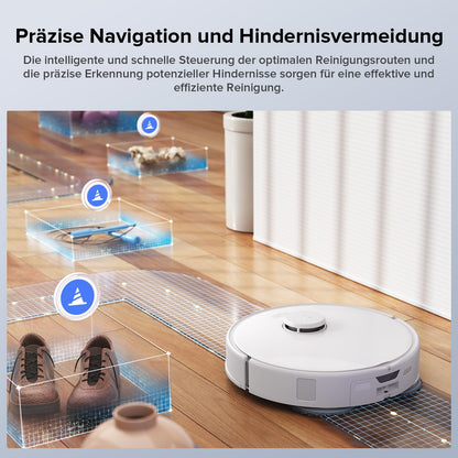 roborock Qrevo Edge 2 Set Saugroboter mit Wischfunktion&Hebarem Wischmopp, 25.000 Pa, Anti-Tangle, ultraflach 7,98 cm, 80 °C Heißwasser-Moppwäsche, FlexiArm-Technologie, AI-Hinderniserkennung(Schwarz)