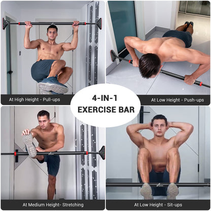 Klimmzugstange Türrahmen, Sportneer Pull Up Bar Tragkraft bis 200 Kg, Reckstange Ohne Schrauben 75-94 cm Ausziehbar, Türreck mit 16,5x4,5 cm PVC-Matten & Neues 360° Drehbares Zahnradschloss