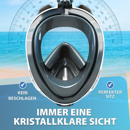 Die Preisgekrönte KAIMANA® Schnorchelmaske für Erwachsene & Kinder - absolut CO2 sicher - inkl. Tragetasche - Tauchermaske Erwachsene - Vollgesichtsmaske Tauchmaske