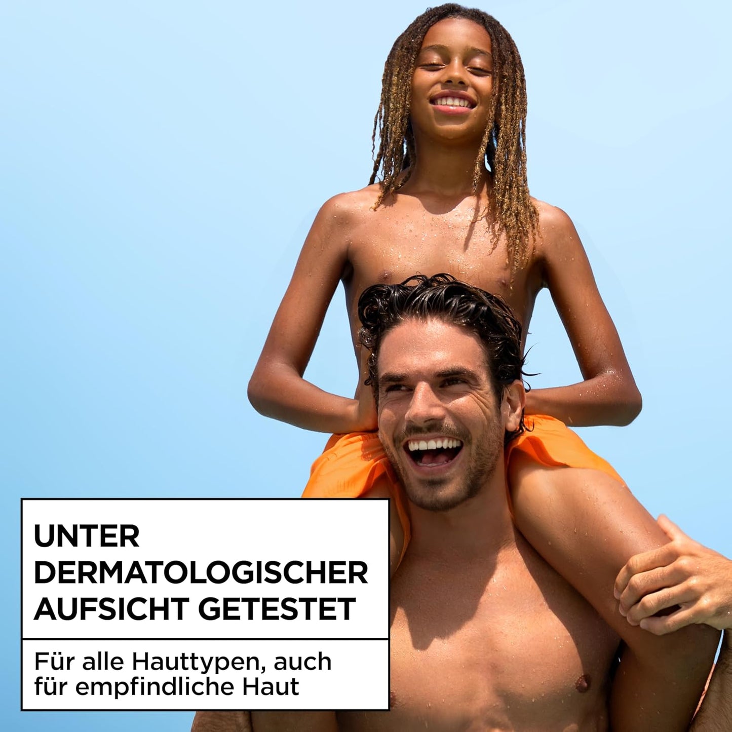 Garnier Ambre Solaire Sensitive Expert + Hydrating UV Water Sonnenschutzspray LSF 50 – Sonnen-Spray für Körper, Gesicht, Kopfhaut & Haare – Wasserfest, sandresistent & nicht fettend – 150ml