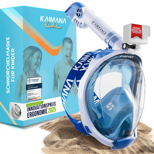 Die Preisgekrönte KAIMANA® Schnorchelmaske für Erwachsene & Kinder - absolut CO2 sicher - inkl. Tragetasche - Tauchermaske Erwachsene - Vollgesichtsmaske Tauchmaske