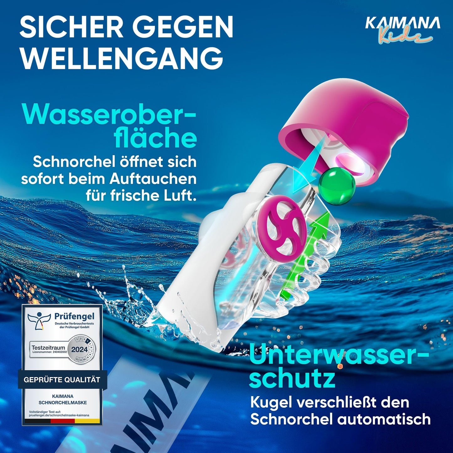 Die Preisgekrönte KAIMANA® Schnorchelmaske für Erwachsene & Kinder - absolut CO2 sicher - inkl. Tragetasche - Tauchermaske Erwachsene - Vollgesichtsmaske Tauchmaske