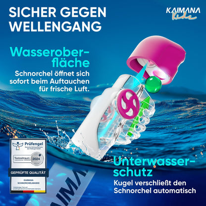 Die Preisgekrönte KAIMANA® Schnorchelmaske für Erwachsene & Kinder - absolut CO2 sicher - inkl. Tragetasche - Tauchermaske Erwachsene - Vollgesichtsmaske Tauchmaske