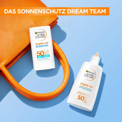 Garnier Ambre Solaire Sensitive Expert + Hydrating UV Water Sonnenschutzspray LSF 50 – Sonnen-Spray für Körper, Gesicht, Kopfhaut & Haare – Wasserfest, sandresistent & nicht fettend – 150ml