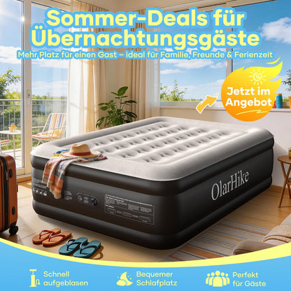 OlarHike Luftmatratze Selbstaufblasend, Luftbett 2 Personen, Gästebett, Luftmatratze 140x200, 1er Pack, aufblasbar für Camping, Zelt, Sofa und Heimgebrauch - 140 x 200 x 46 cm