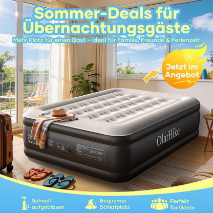 OlarHike Luftmatratze Selbstaufblasend, Luftbett 2 Personen, Gästebett, Luftmatratze 140x200, 1er Pack, aufblasbar für Camping, Zelt, Sofa und Heimgebrauch - 140 x 200 x 46 cm