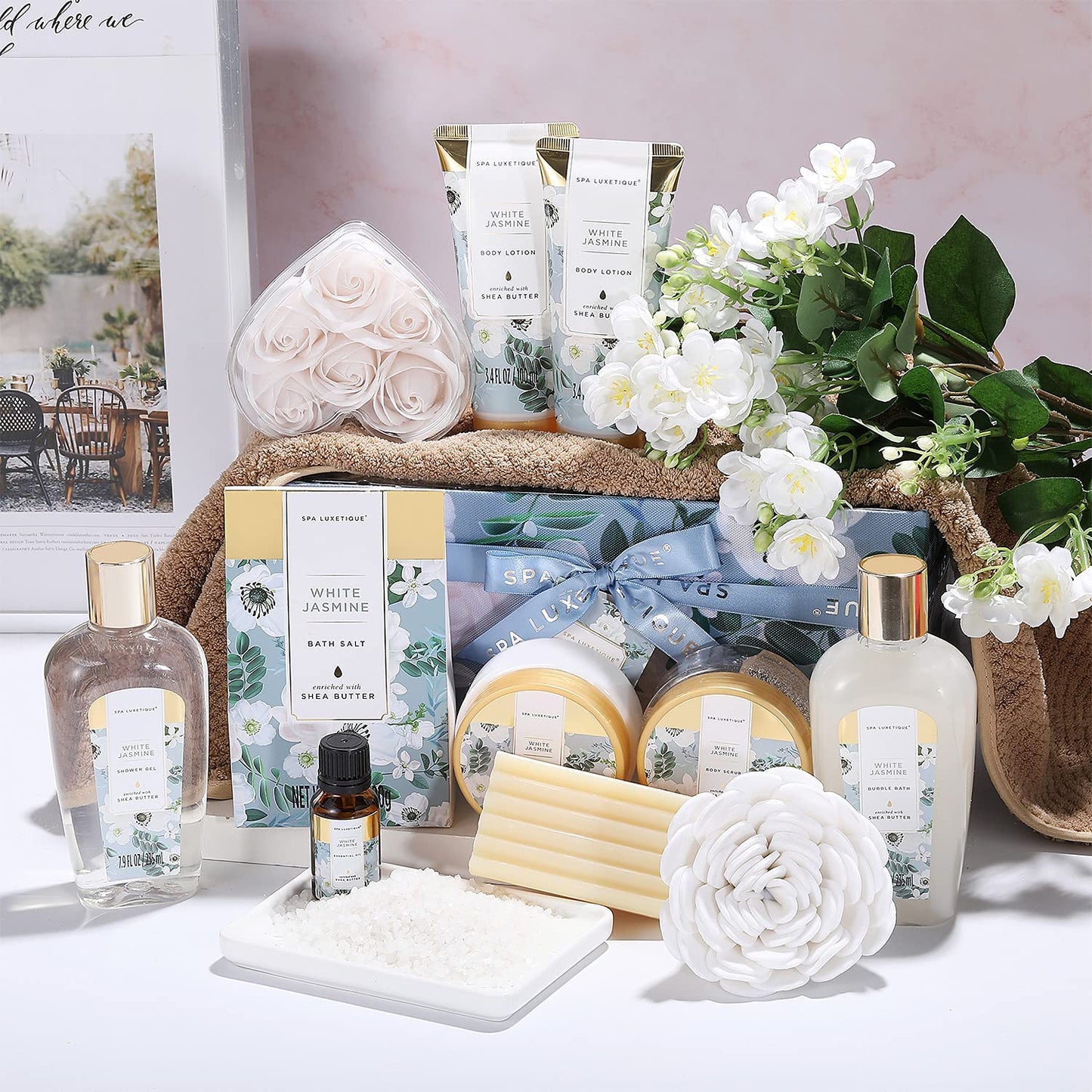 SPA LUXETIQUE Damen Bade Geschenkset - Beauty Set für Sie 12tlg Geburtstagsgeschenk, Gänseblümchenduft Spa Set, Wellness Set für Frauen, Muttertaggeschenke, Valentinstag Geschenk für Sie
