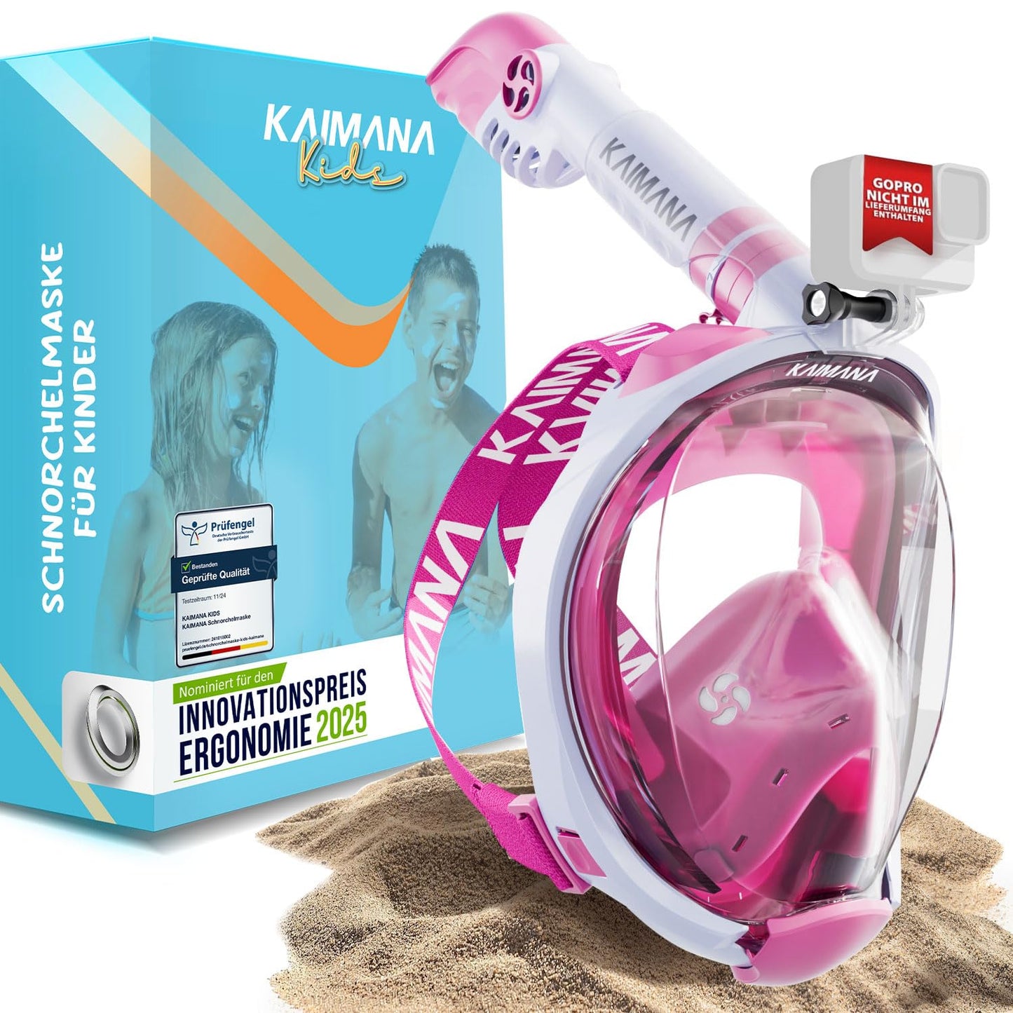 Die Preisgekrönte KAIMANA® Schnorchelmaske für Erwachsene & Kinder - absolut CO2 sicher - inkl. Tragetasche - Tauchermaske Erwachsene - Vollgesichtsmaske Tauchmaske