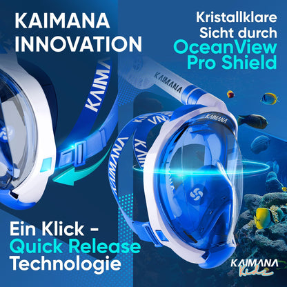 Die Preisgekrönte KAIMANA® Schnorchelmaske für Erwachsene & Kinder - absolut CO2 sicher - inkl. Tragetasche - Tauchermaske Erwachsene - Vollgesichtsmaske Tauchmaske