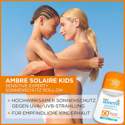 Garnier Ambre Solaire Sensitive Expert + Hydrating UV Water Sonnenschutzspray LSF 50 – Sonnen-Spray für Körper, Gesicht, Kopfhaut & Haare – Wasserfest, sandresistent & nicht fettend – 150ml