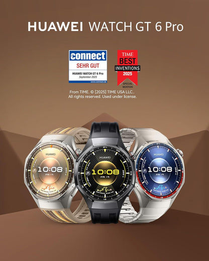 HUAWEI Watch GT 6 Pro Smartwatch, GPS, EKG, 1,47" AMOLED-Display, Bis zu 21 Tage Akku, umfassende Fahrrad-Features, 100+ Sportmodi, Kompatibel mit Android™ & iOS, Gesundheitsmonitoring, Schwarz, 46mm
