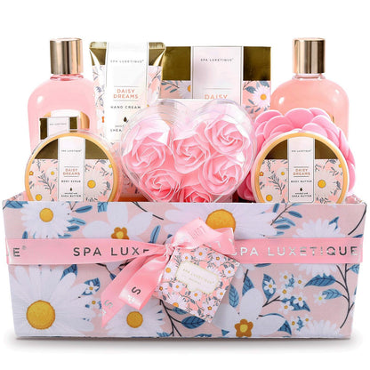 SPA LUXETIQUE Damen Bade Geschenkset - Beauty Set für Sie 12tlg Geburtstagsgeschenk, Gänseblümchenduft Spa Set, Wellness Set für Frauen, Muttertaggeschenke, Valentinstag Geschenk für Sie