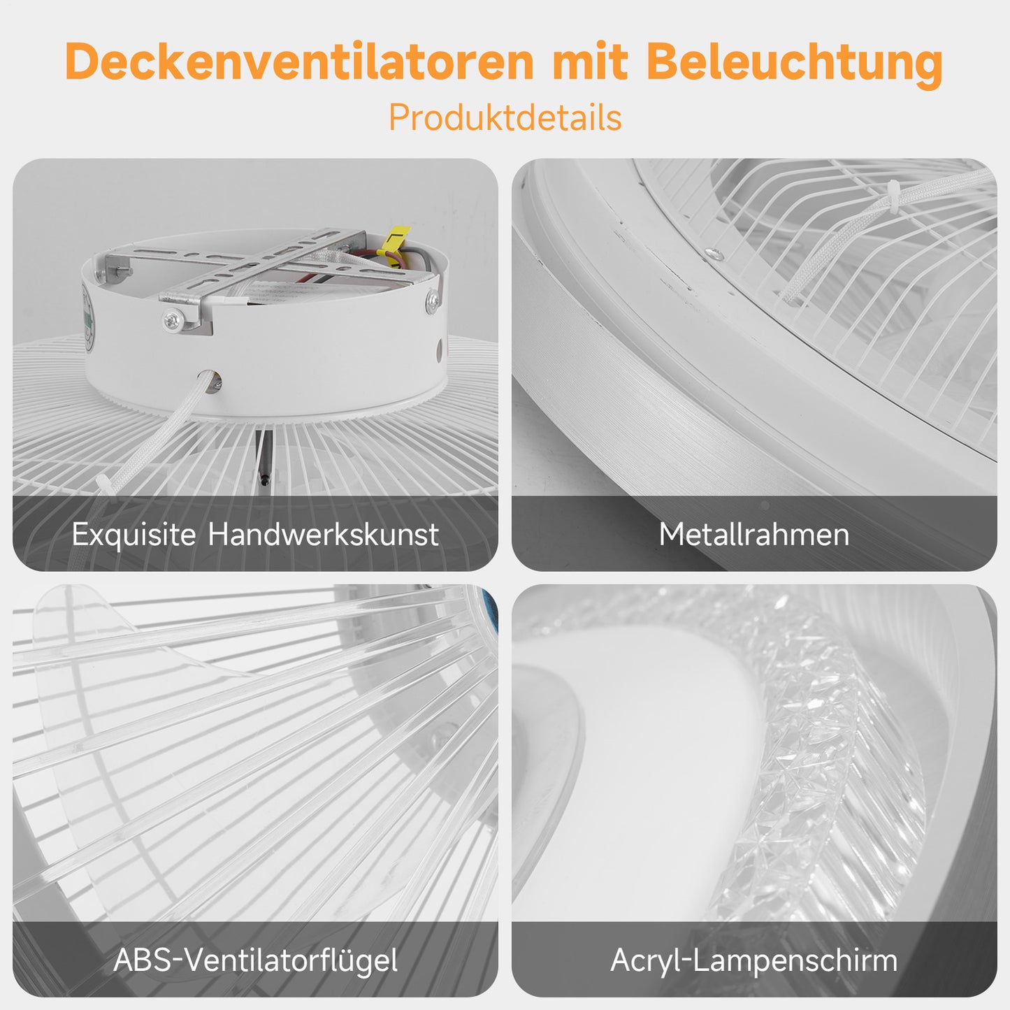 LED Deckenventilator mit Beleuchtung+Fernbedienung LED Deckenlampe Schlafzimmer