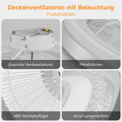 LED Deckenventilator mit Beleuchtung+Fernbedienung LED Deckenlampe Schlafzimmer
