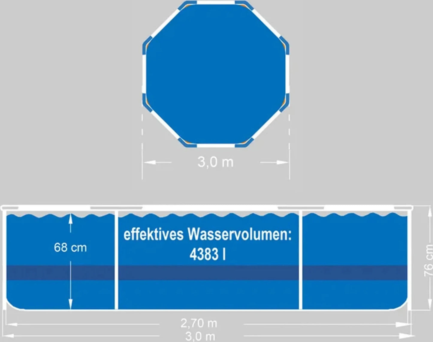 CRIVIT® Metal-Frame-Pool, Ø 300 x H 76 cm, inkl. Filterpumpe