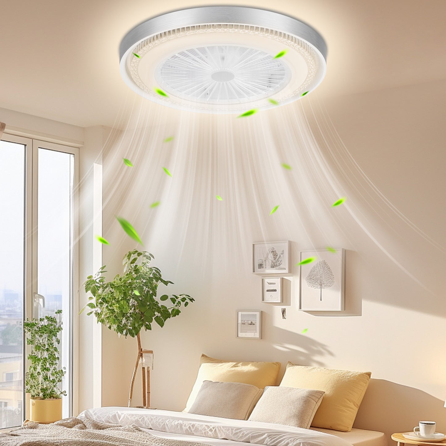 LED Deckenventilator mit Beleuchtung+Fernbedienung LED Deckenlampe Schlafzimmer