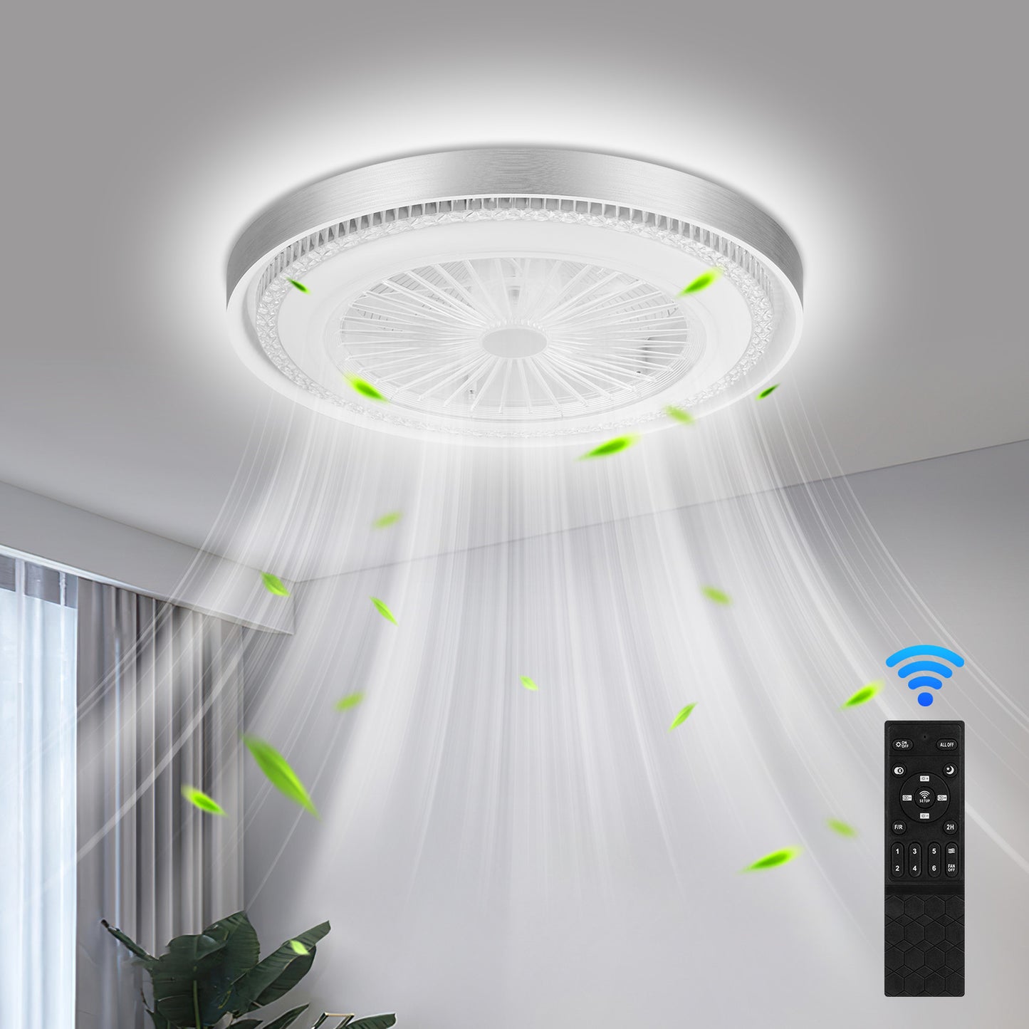 LED Deckenventilator mit Beleuchtung+Fernbedienung LED Deckenlampe Schlafzimmer